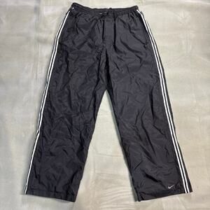 Vintage Nike Track Pants Mens XL Black White Stripe Nylon‎ Y2K 90s Athletic